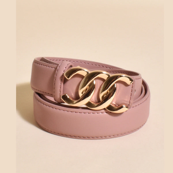 Stella Vegan Leather Buckle Belt (Pink)