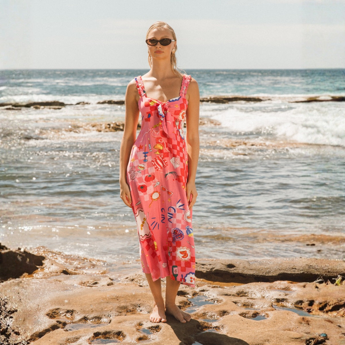 Amore Midi Pink Sun Dress – LUNAMAY