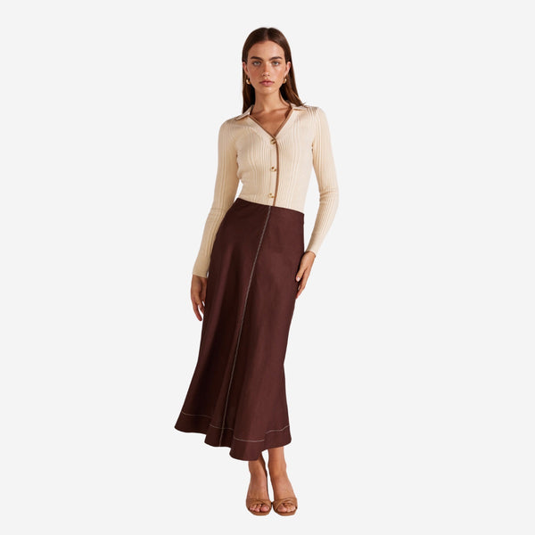 Eadie Midi Skirt - full length view worn with the Aida Knit Top