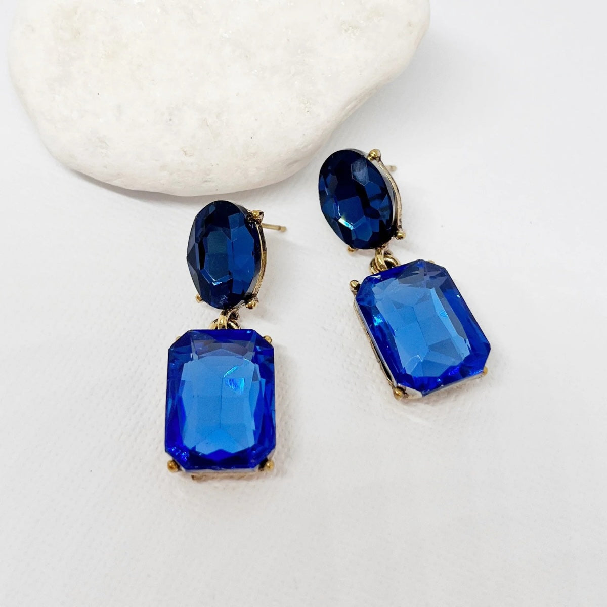 Valentina Jewel Earrings in Blue – LUNAMAY