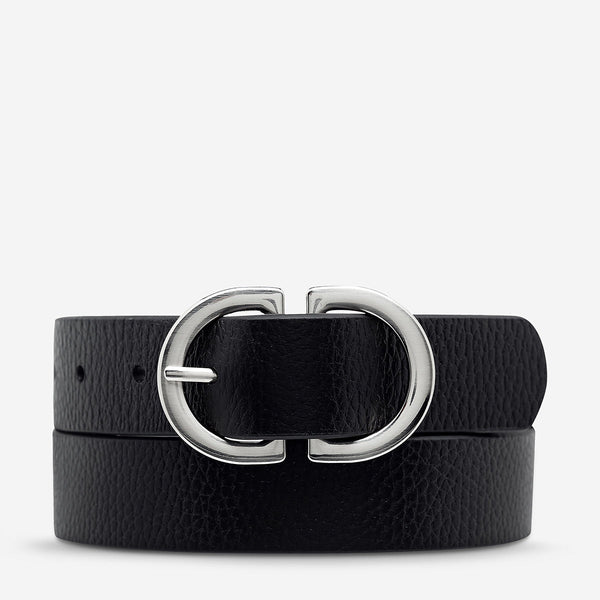 Status Anxiety In Reverse Leather Belt (Black/Silver)