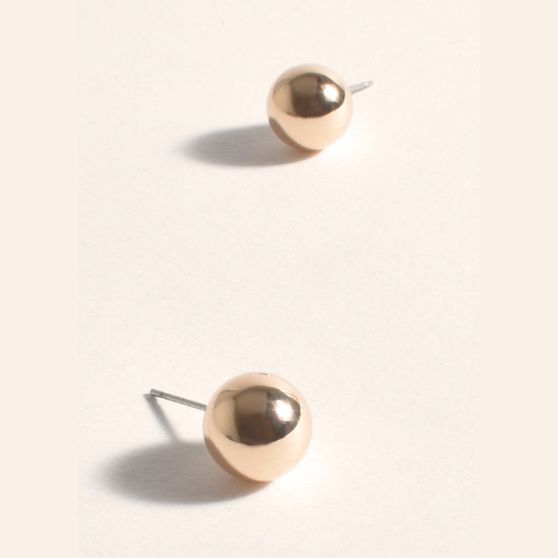 10mm Metal Ball Stud Earrings in Gold