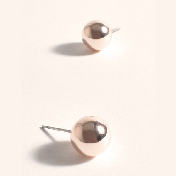 Rose Gold 10mm Metal Ball Stud Earrings