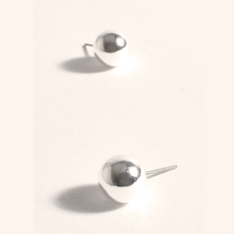 10mm Metal Ball Stud Earrings in Silver