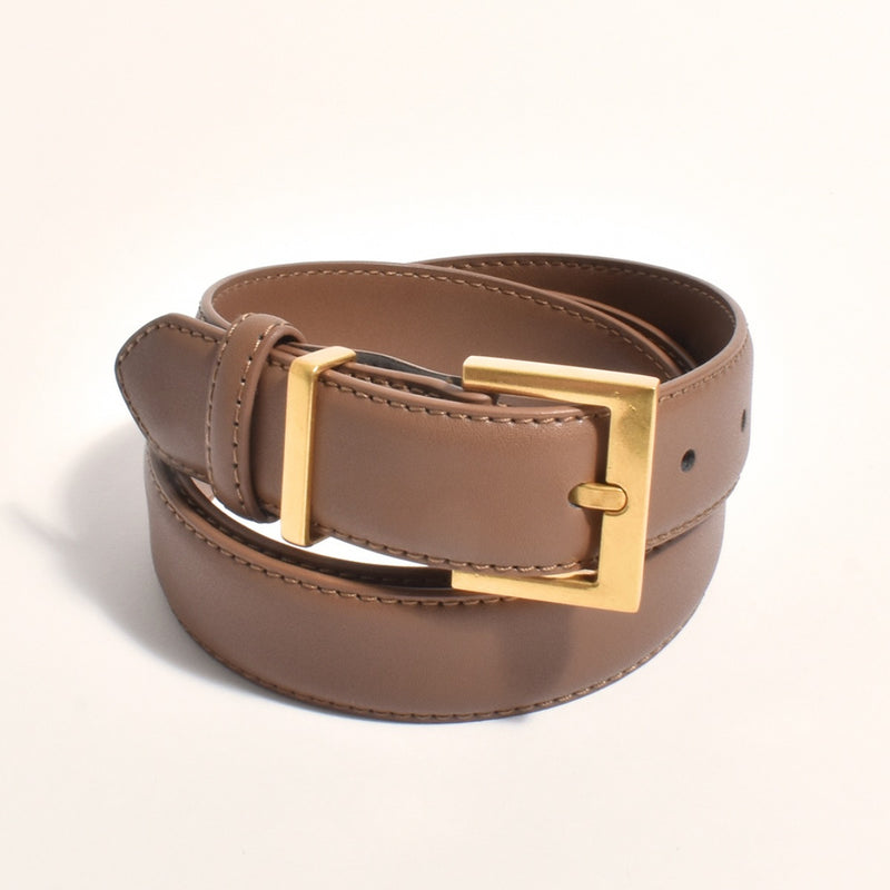 Abi Vegan Leather Belt (Camel/Gold)