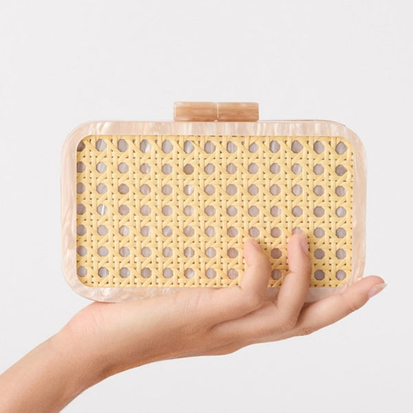 Aggie Weave & Resin Structured Clutch (Natural)