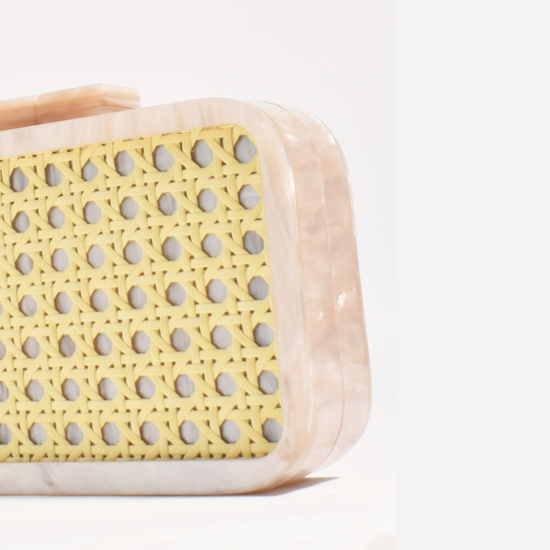 Aggie Weave & Resin Structured Clutch (Natural)