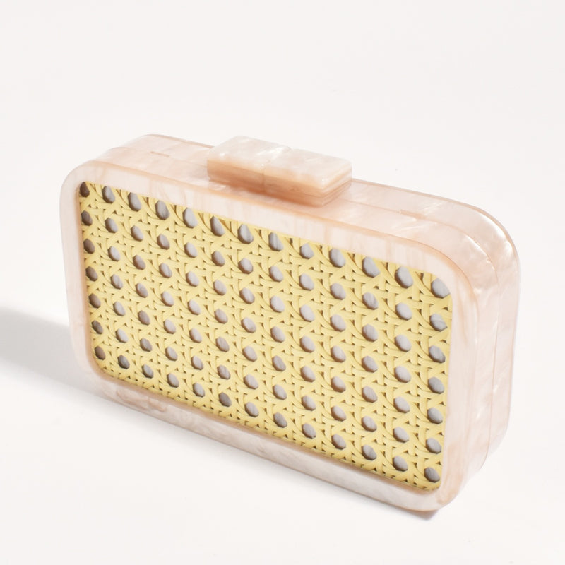 Aggie Weave & Resin Structured Clutch (Natural)