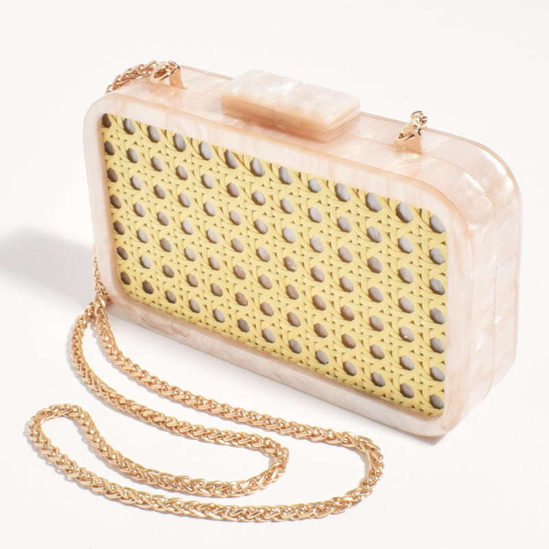 Aggie Weave & Resin Structured Clutch (Natural)