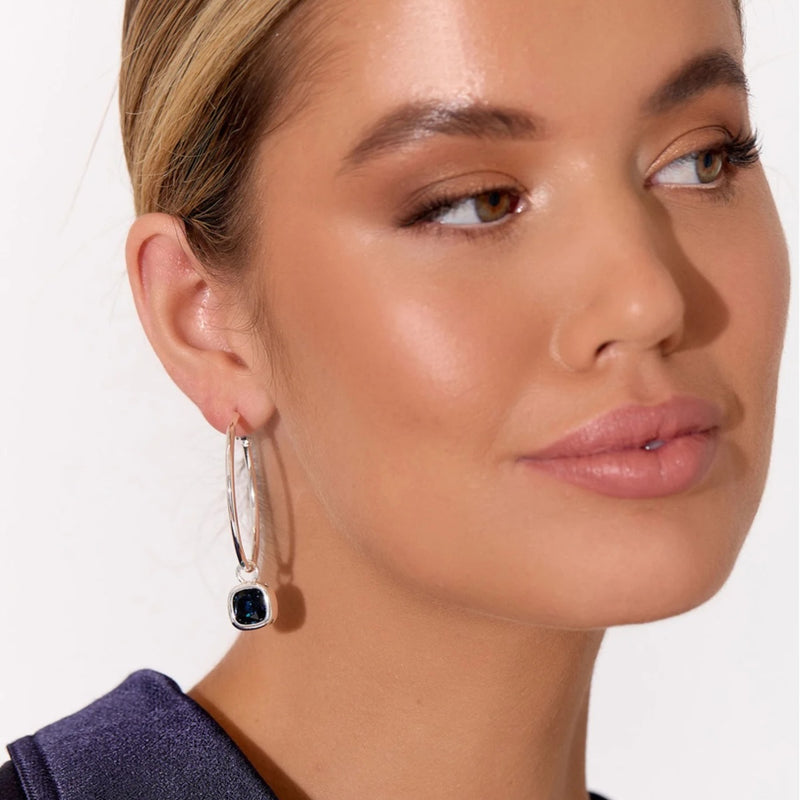 Andie Jewel Drop Hoop Earrings (Pink/Gold)