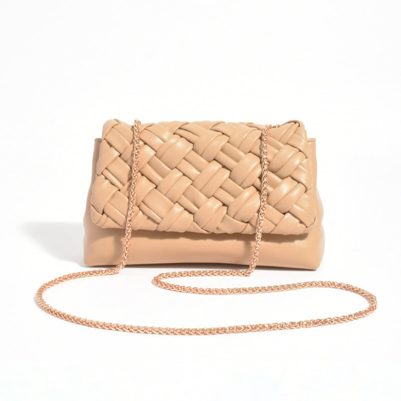 Anya Weave Foldover Handbag (Camel)