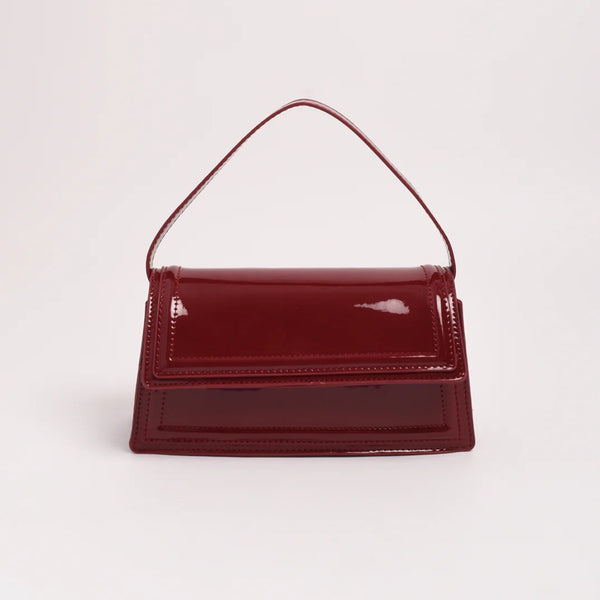 Ava High Shine Handbag in a luxe burgundy colour.