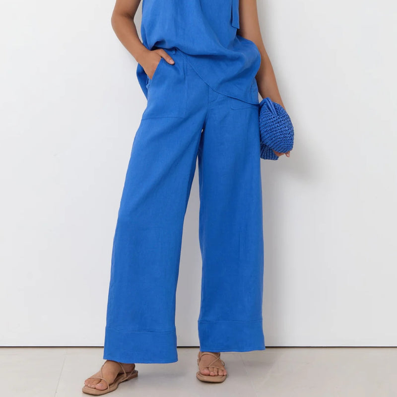 Avalon Linen Pants (Blue)