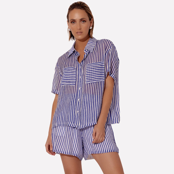 Ayla Stripe Shirt (Blue)