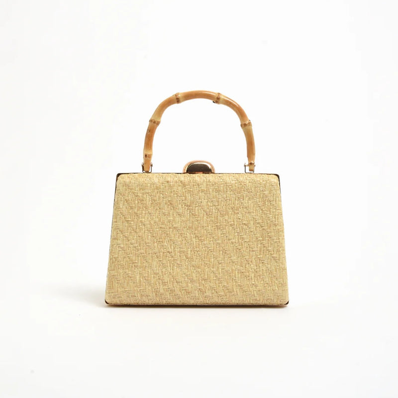 Our Bamboo Handle Weave Small Bag is available in a natural colour.