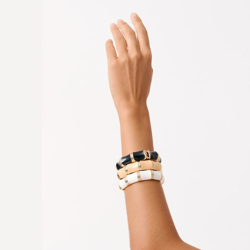 Bamboo Look Cuff Bracelet (Black/Gold)