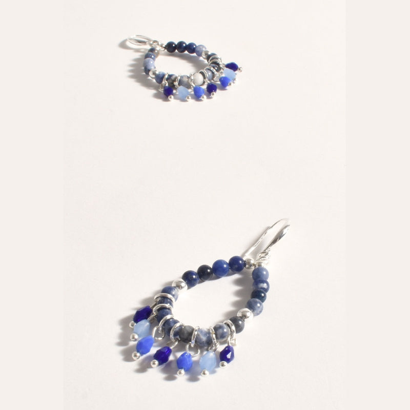 Beaded Drop Earrings (Blue)
