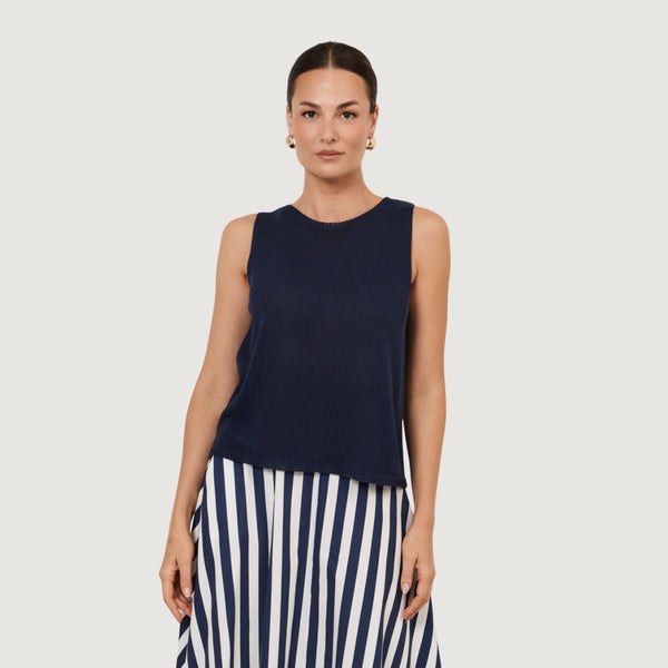 Beau Sleeveless Knit Tank (Navy)