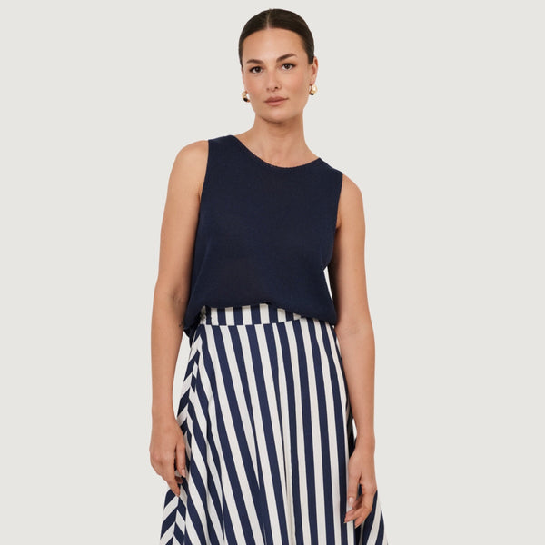 Beau Sleeveless Knit Tank (Navy)