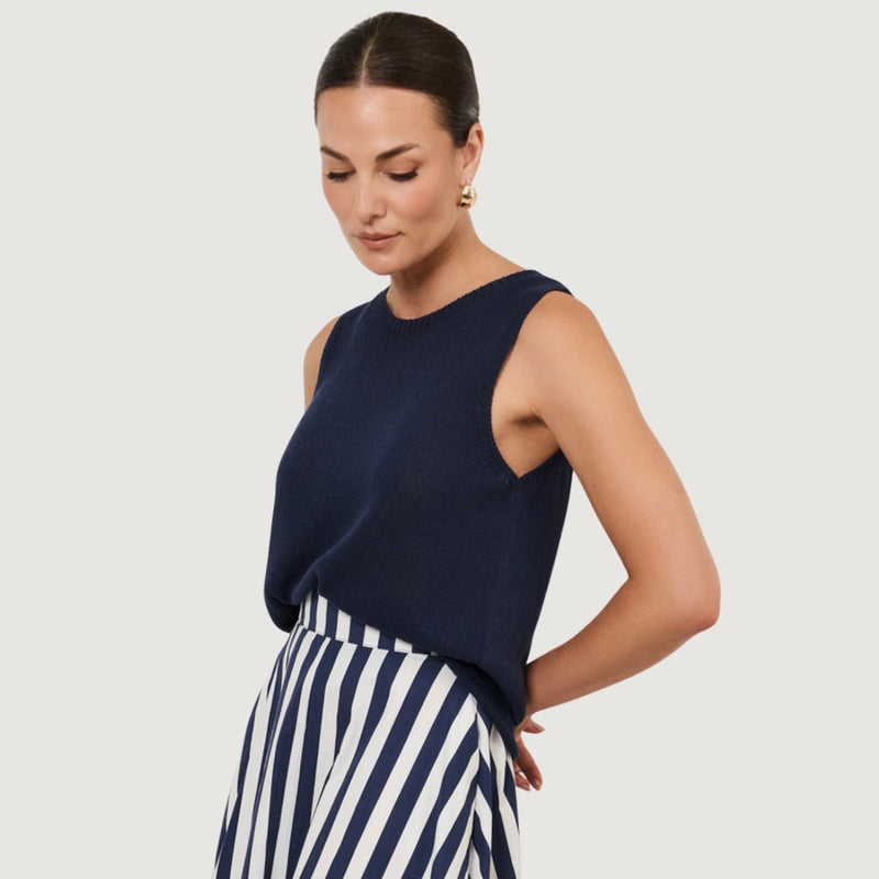 Beau Sleeveless Knit Tank (Navy)