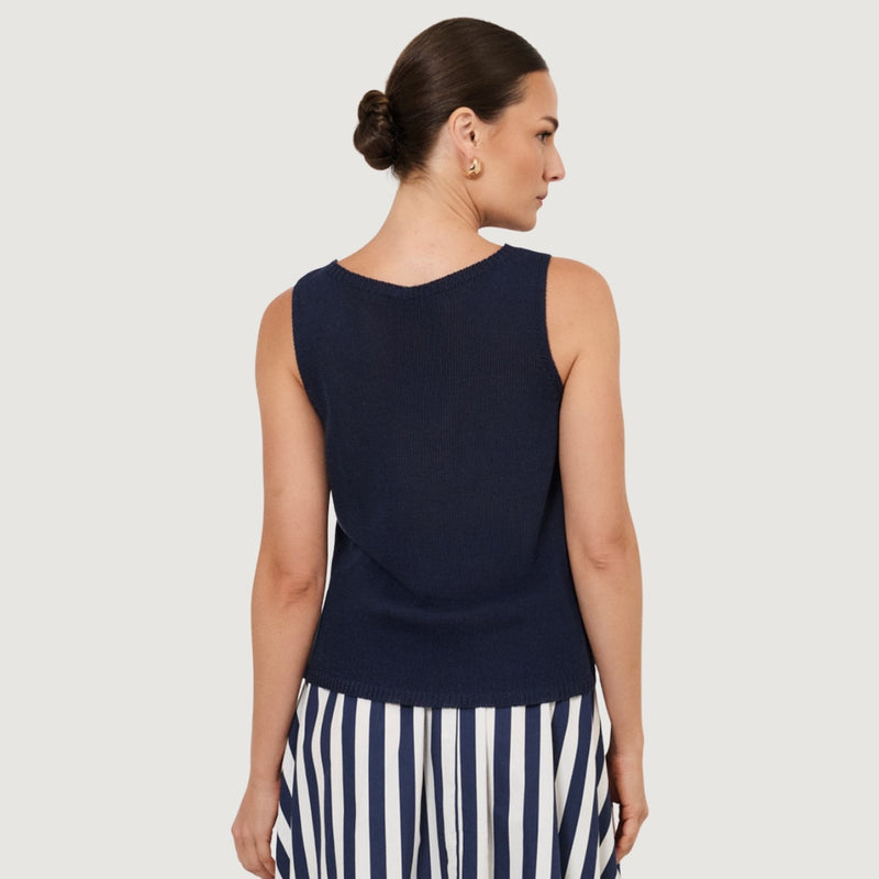 Beau Sleeveless Knit Tank (Navy)