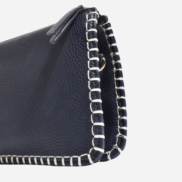 Bobbie Blanket Stitch Clutch (Navy)