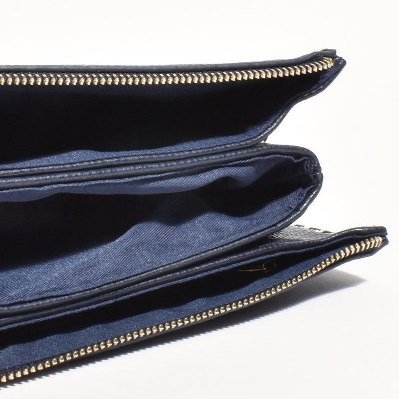 Bobbie Blanket Stitch Clutch (Navy)