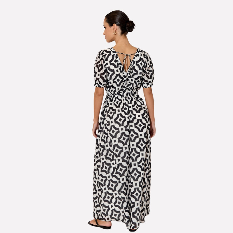 Carla Geometric Maxi Dress (Black/White)