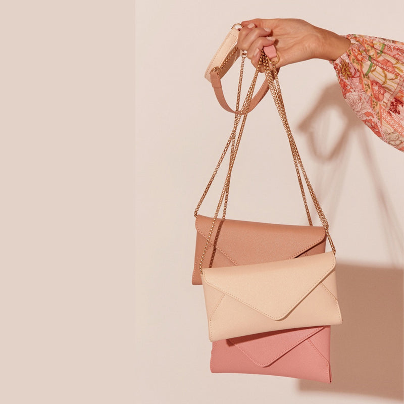 The Carmen Bag is available in cream, rose and pink