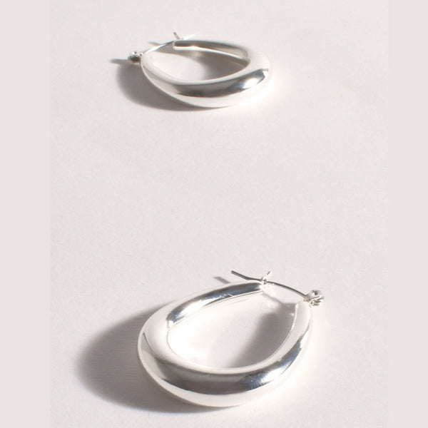 Carson Teardrop Hoop Earrings in Silver