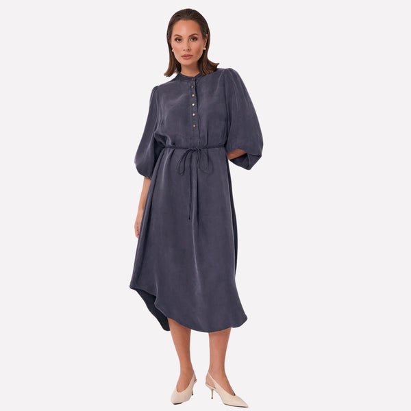 Cece Cupro Midi Dress (Navy)