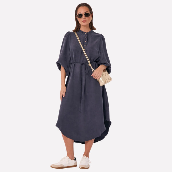 Cece Cupro Midi Dress (Navy)