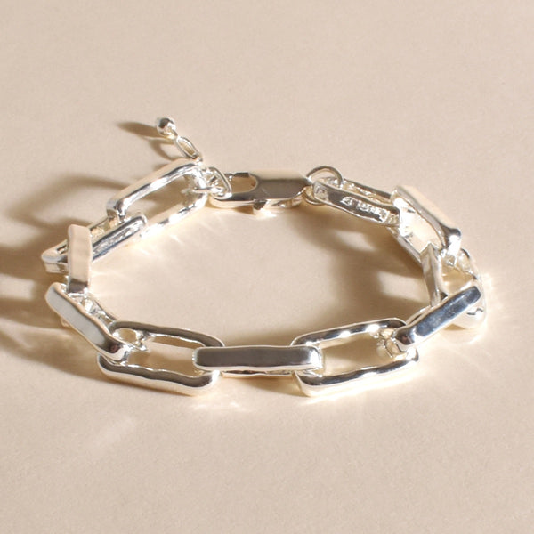 Chunky Rectangle Chain Link Bracelet in Silver