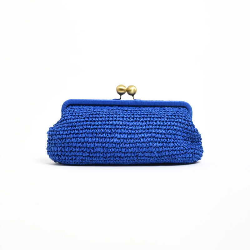 It has an unstructured shape and features matte gold clips on the top.