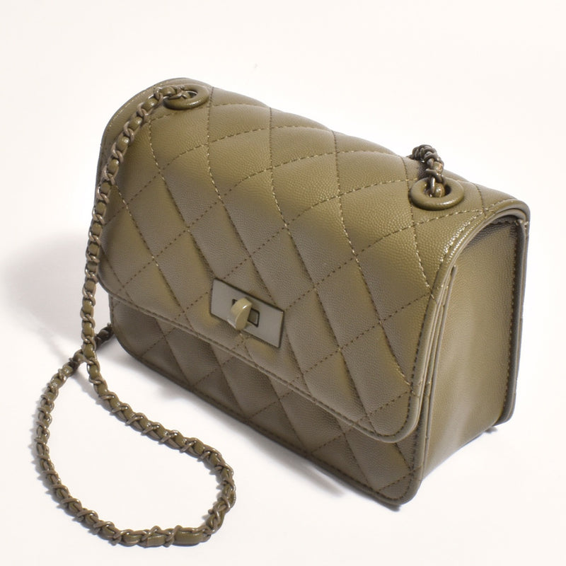 Cordelia Quilted Crossbody Bag in Khaki