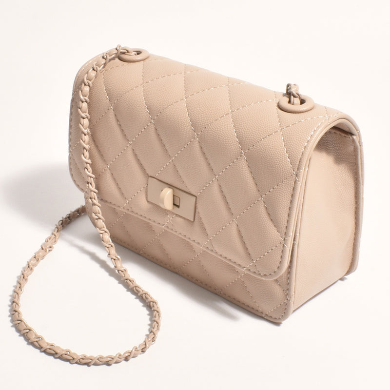 Cordelia Quilted Crossbody Bag in a nude colour