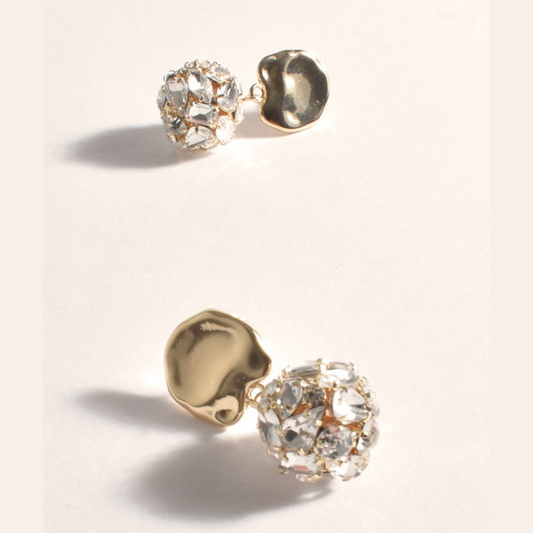 Crystal Ball Event Earrings (Clear/Gold)