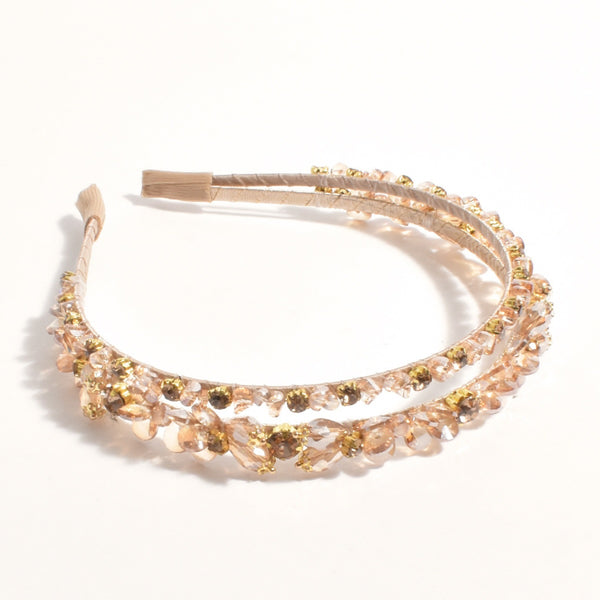 Double Row Jewelled Headband in Nude