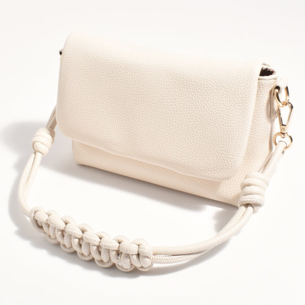 Ellie Knotted Fold Over Handbag in cream