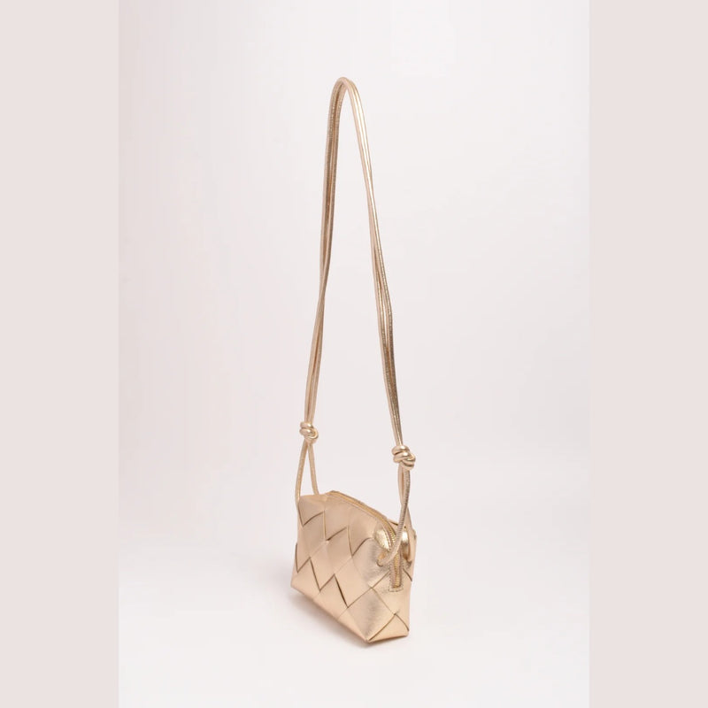 Elodie Weave Metallic Crossbody Bag (Gold)