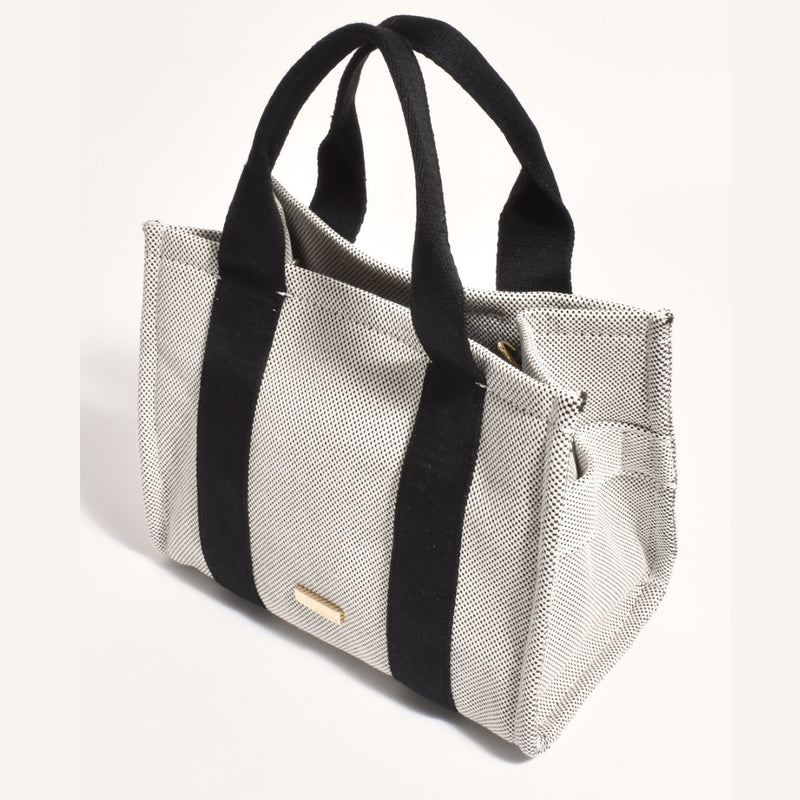 Our Erin Canvas Mini Tote Bag is in black and a light grey colour