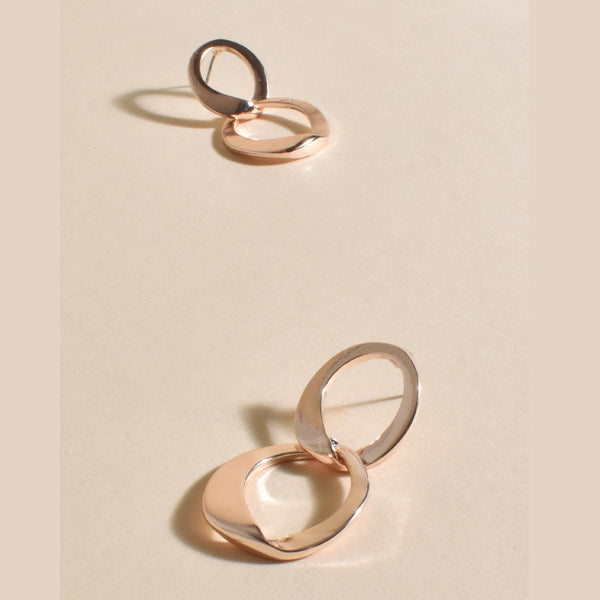 Essential Metal Link Earrings in Rose Gold