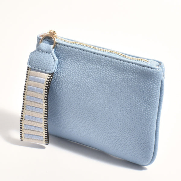 Frankie Striped Webbing Pouch in a powdery blue colour