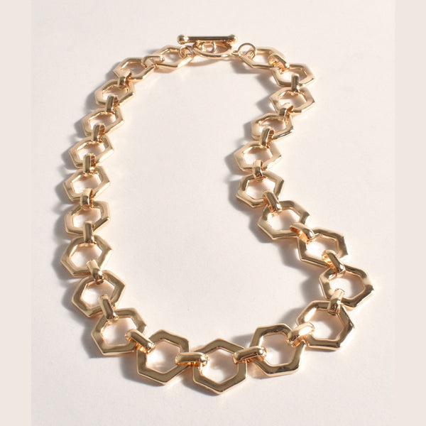 Geo Chain Link Necklace has a loop and toggle closure