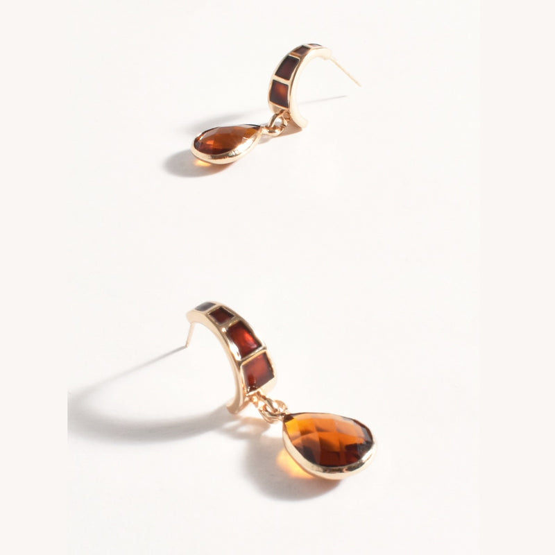 Glass Teardrop Event Earrings (Chocolate/Gold)