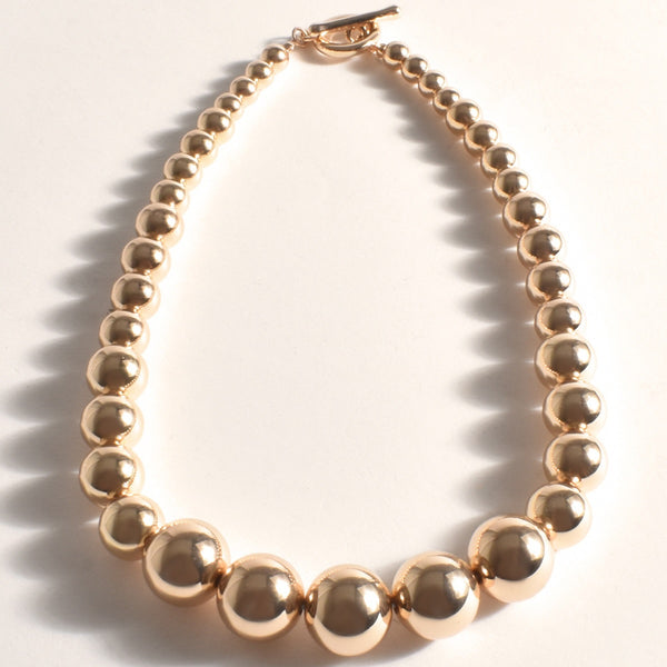 Graduated Metal Ball Necklace (Gold)