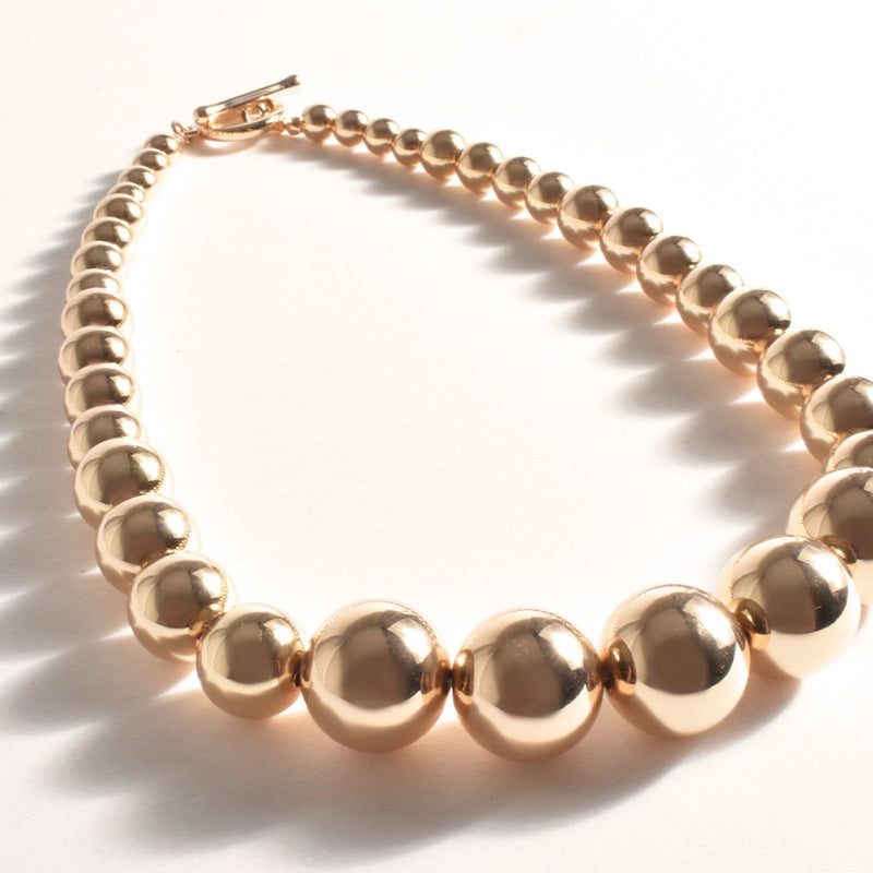 Graduated Metal Ball Necklace (Gold)