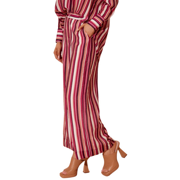 Harper Stripe Pants with a wide relaxed leg and front pockets