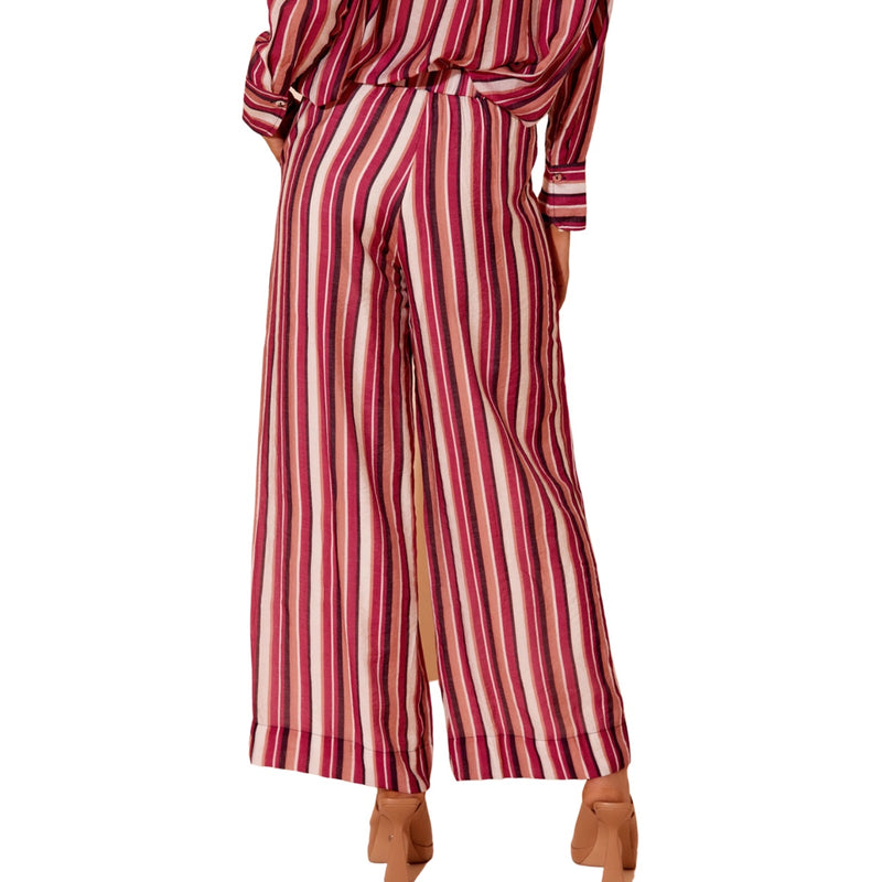 Back view of our Harper Stripe Wide Leg Pants.  They have an elastic waistband at the back.