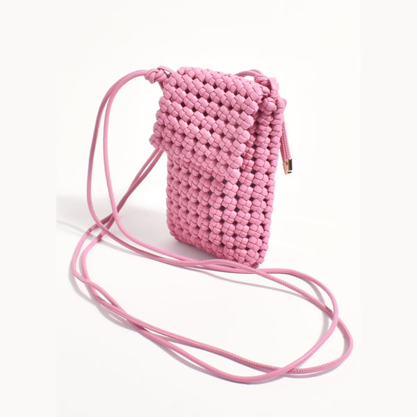 Imogen Weave Mini Crossbody Bag in pink